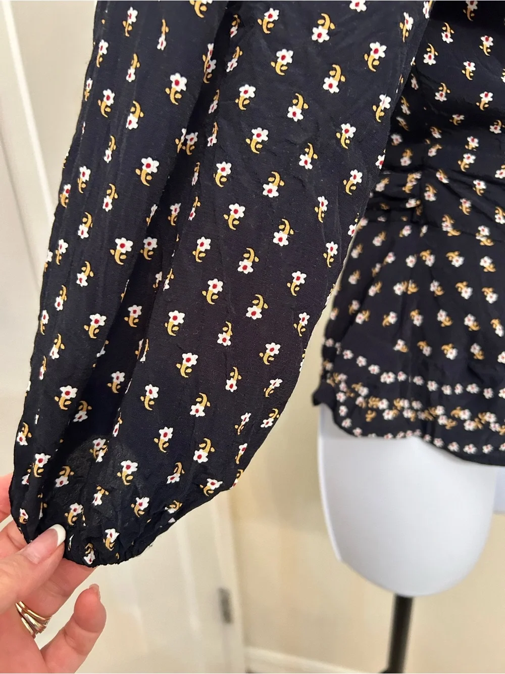 Faithfull the Brand Black Floral Wrap Blouse